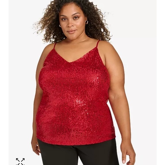 Calvin Klein v-Neck Sleeveless Sequin Top - Picture 1 of 3